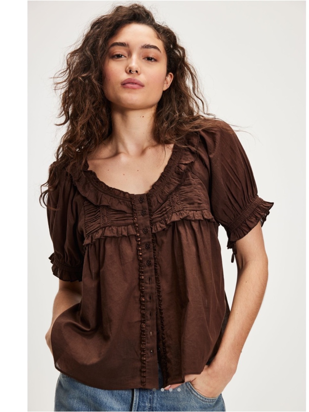 Free people Sweet Nothings blouse in chocolate torte